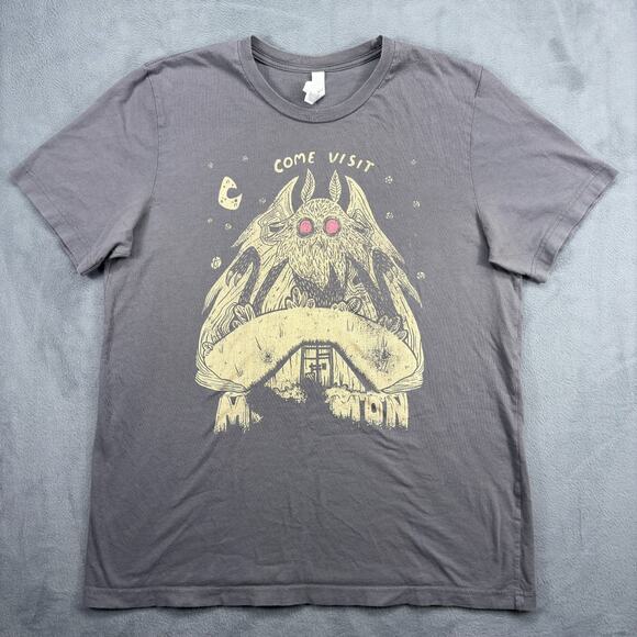 Bella + Canvas Other - Mothman "Come Visit" T-Shirt Size Large Brown Cotton Cryptic Point Pleasant, WV